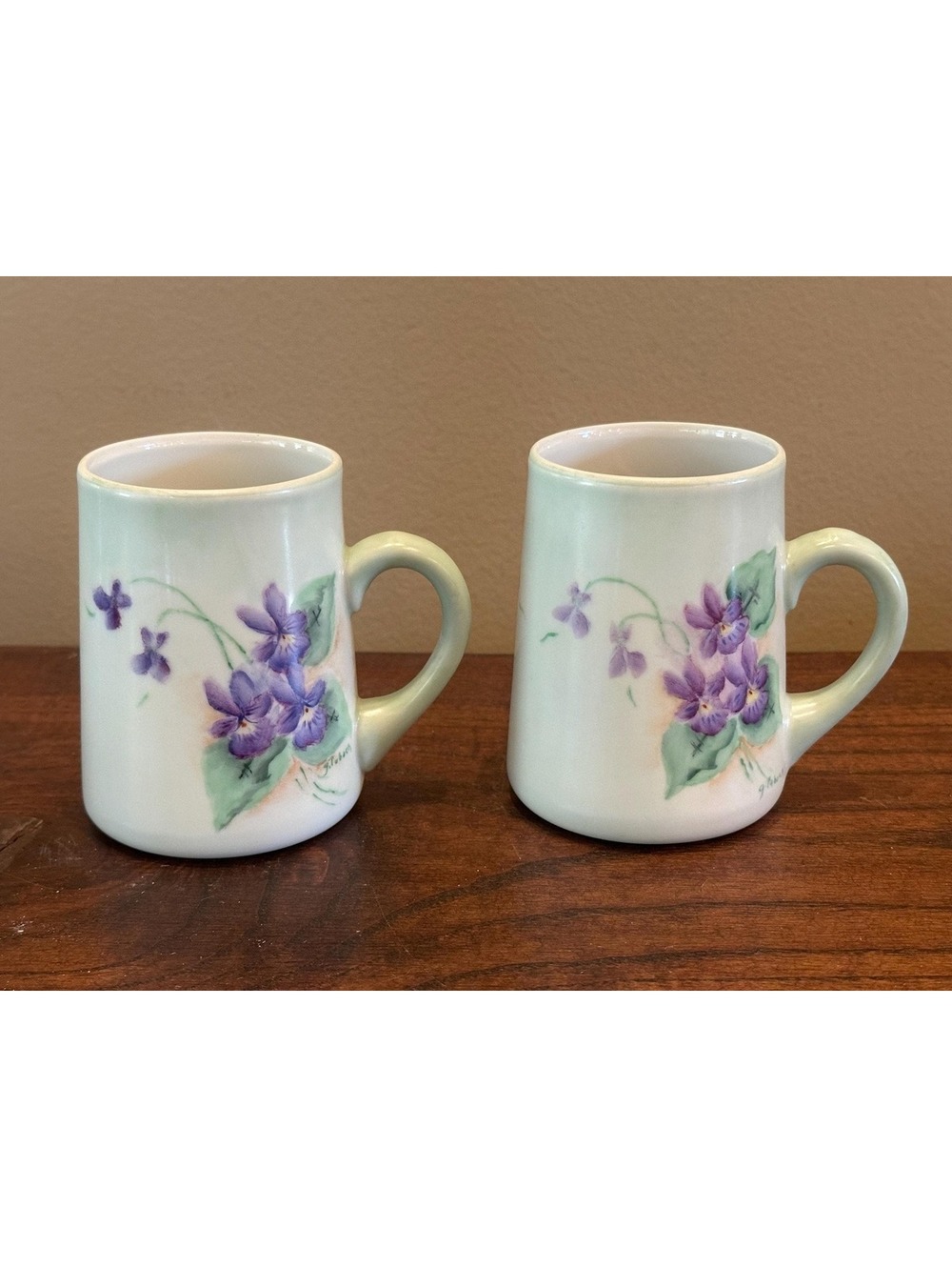 Vintage G. Tubach Purple Flower Mug Set of 2